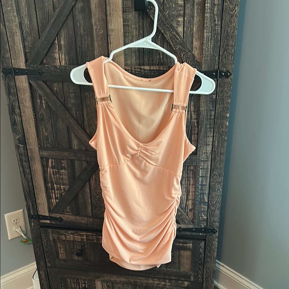Peach Sleeveless Ruched Top